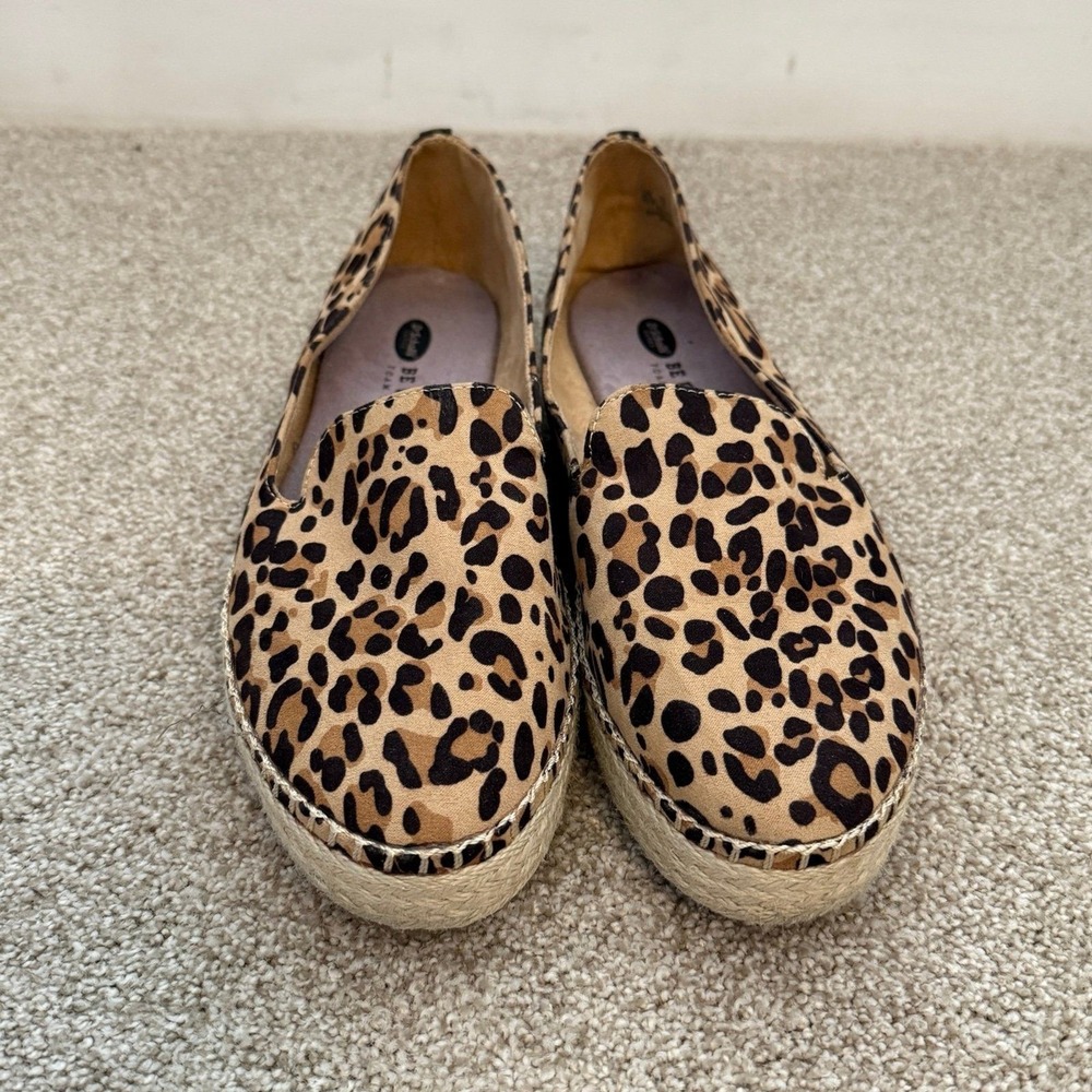 Dr. Scholls Espadrille Flats Womens 9 Leopard Print Animal Slip On Be Energized - Picture 2 of 8